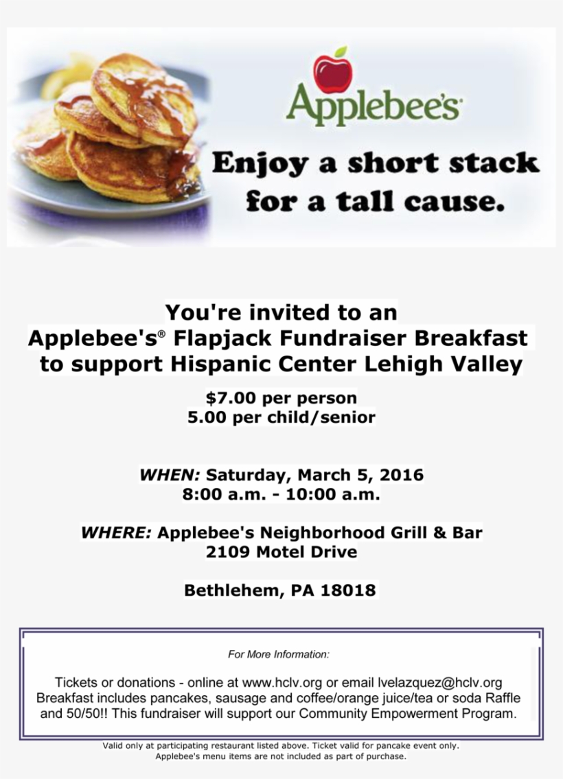 Hclv Applebees Pancake Breakfast - Applebee's Pancake Breakfast, transparent png download