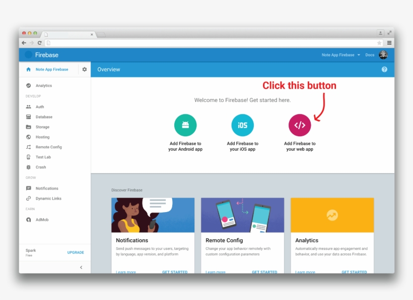 The Dialog That Appears Will Show You How To Add Firebase - Html Web ...