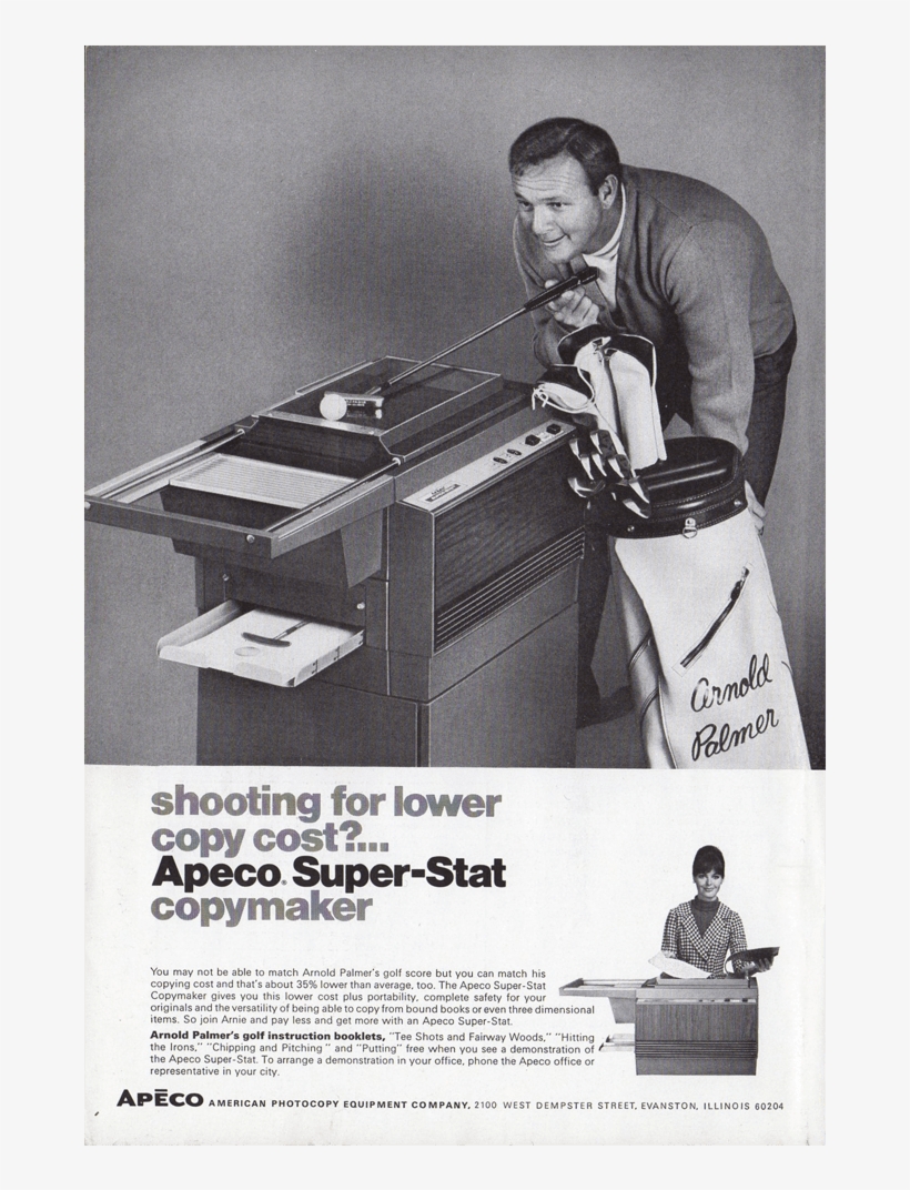 Apeco Copymaker, Arnold Palmer, Advertisement - Advertising, transparent png download