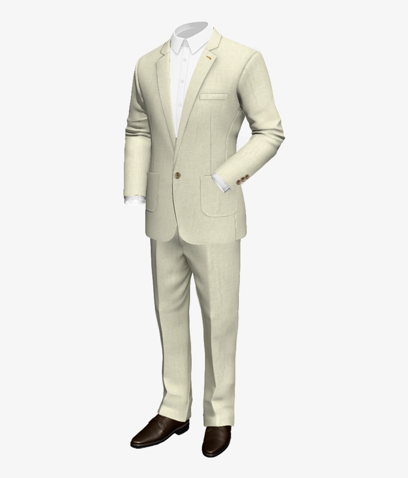 Masyl Beige Linen Suit With Clear Buttons - Suit, transparent png download