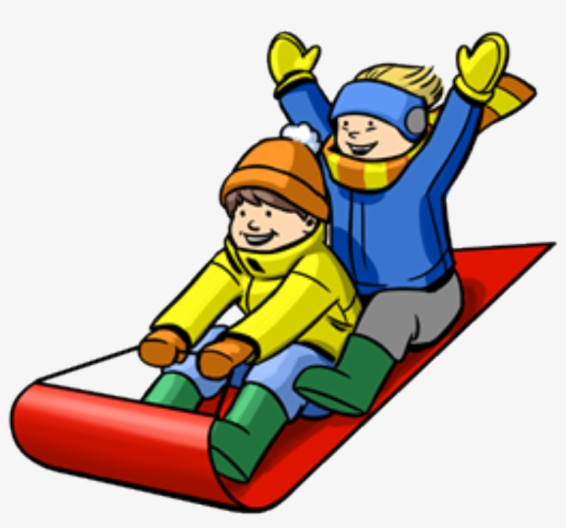 Winter Obstacle Course - Sledding Down A Hill Clipart, transparent png download