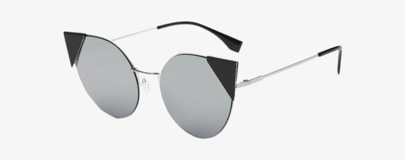 Triangle Insert Metal Cat Eye Mirrored Sunglasses - Triangle Insert Metal Cat Eye Mirrored Sunglasses -, transparent png download
