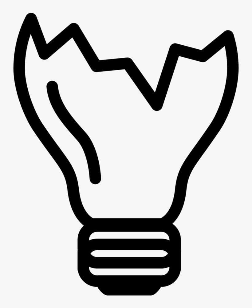 Broken Icon - Broken Light Bulb Drawing, transparent png download