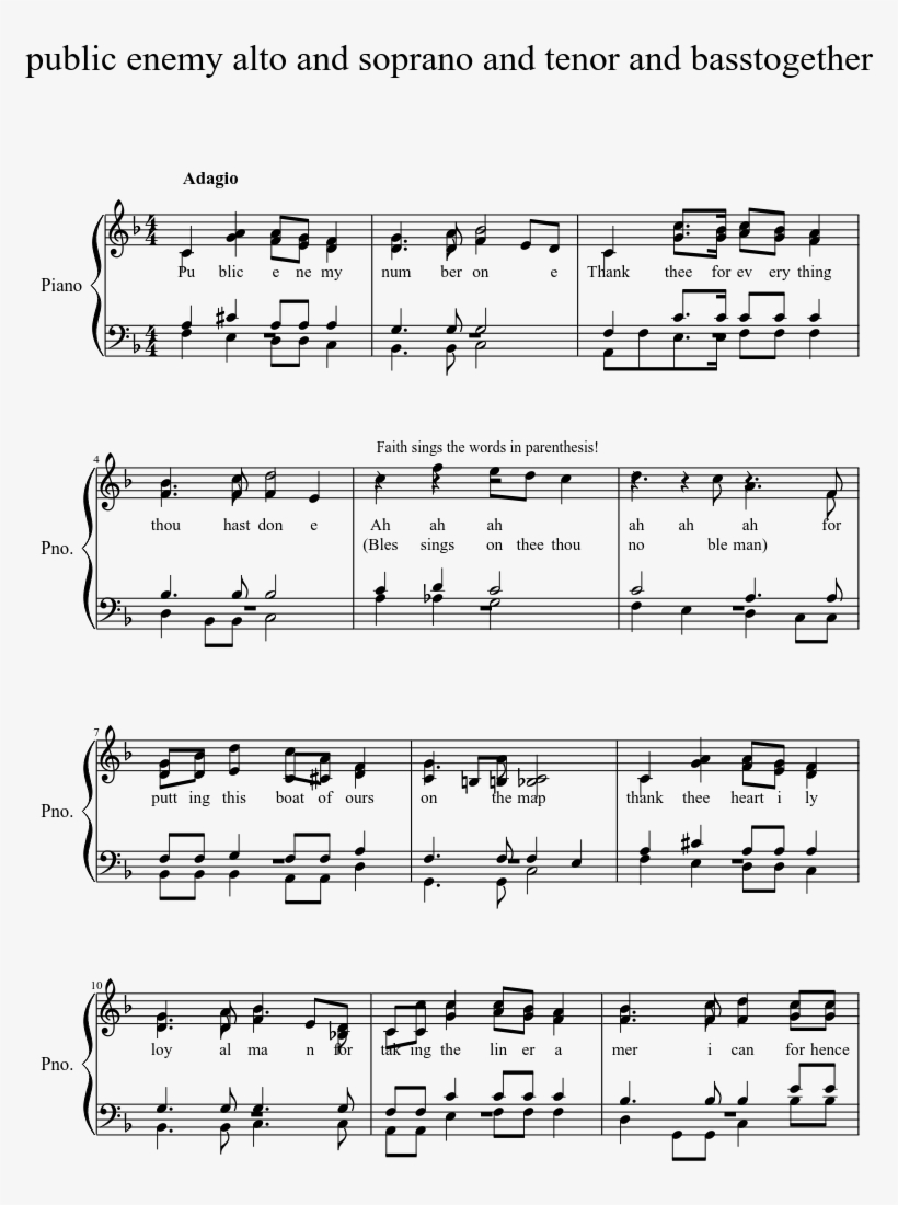 Public Enemy Alto And Soprano And Tenor And Basstogether - Sheet Music, transparent png download