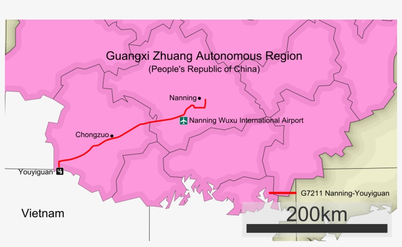 G7211 Nanyou Expressway English Map - Vietnam To Nanning China, transparent png download