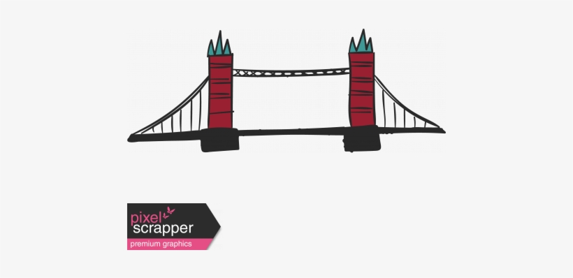 Tower Bridge Color Illustration - Digital Scrapbooking, transparent png download