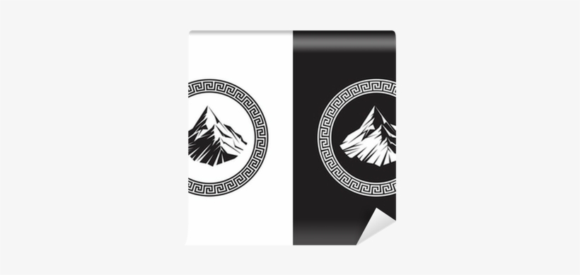 Illustration Of Mount Olympus Inside A Greek Key Wall - Olympus Greek Logo, transparent png download