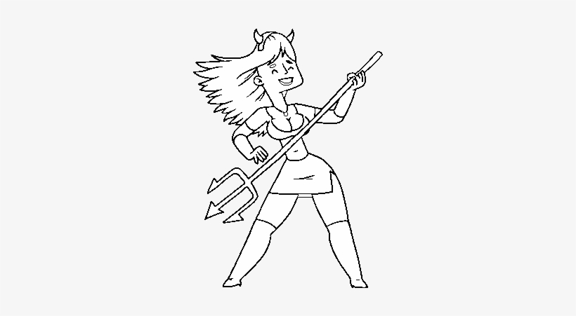 Dibujo De Mujer Disfrazada De Demonio Para Colorear - Drawing, transparent png download