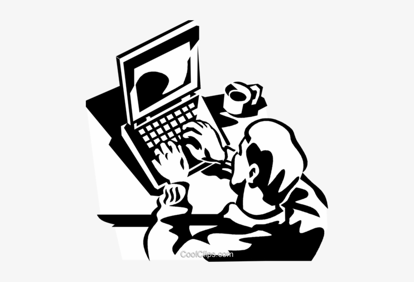 Man Working At A Laptop Computer Royalty Free Vector - Illustration, transparent png download