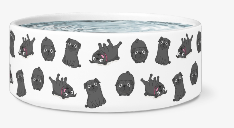 Black Pugs Dog Bowl - Pug, transparent png download