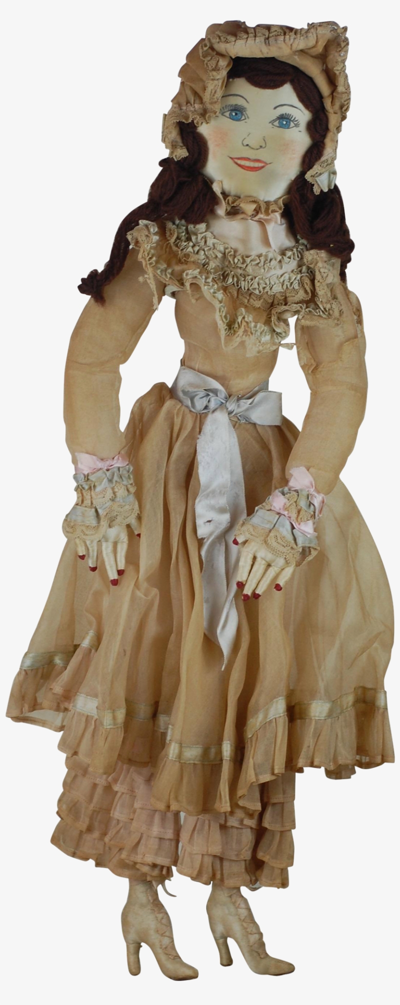 28 Inch 1930s Cloth Body Painted Face Bed Doll Rag - Doll, transparent png download