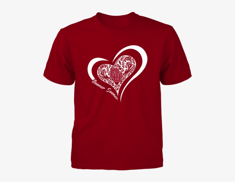 Boomer Sooner Pattern Heart Outline Slogan Oklahoma - Shirt, transparent png download