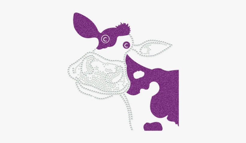 Bling Cute Cow With Rhinestone & Hot Fix Fabric Combination - Illustration, transparent png download