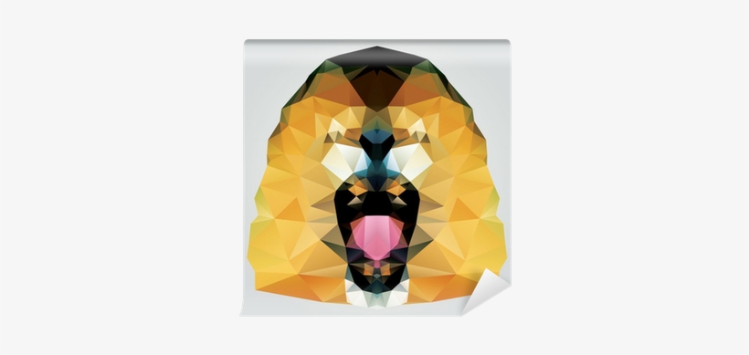 Geometric Polygon Lion Head Roaring, Pattern Design, - Art Print: Bluelela's Collection Of 4 Geometric Polygon, transparent png download