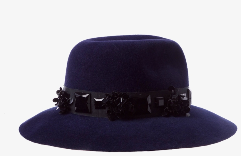 Blue Velour Floppy Fedora With Stone Trim - Fedora, transparent png download
