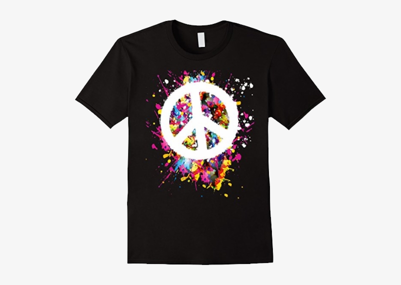 White Peace Sign On Artist Paint T Shirt - Shirt, transparent png download