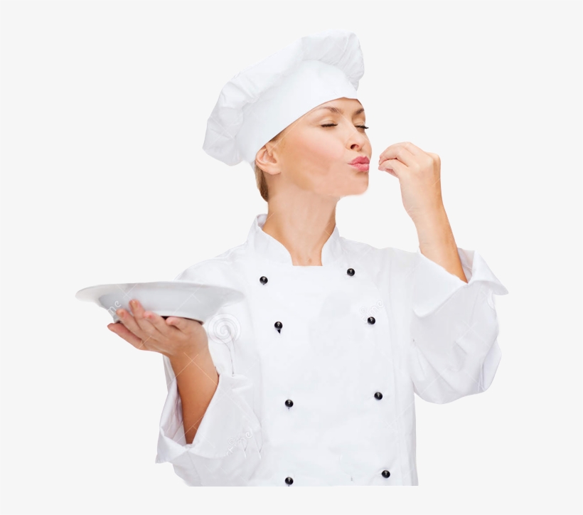 Female Chef Plate Showing Delicious Sign - Hospital, transparent png download
