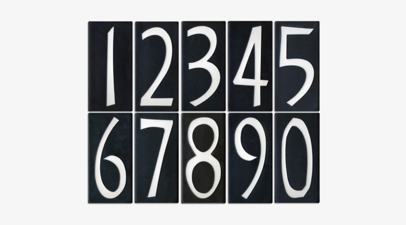 White On Black House Number Tiles - Numbers Black And White, transparent png download