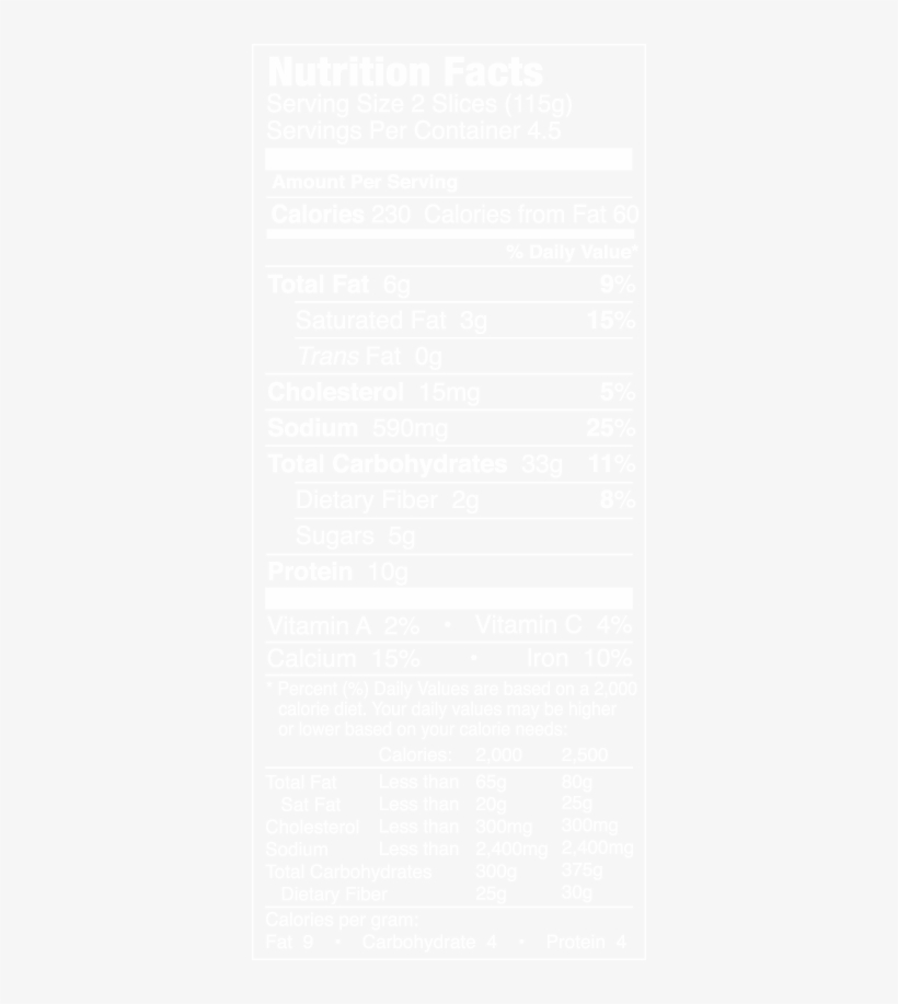 Nutrition Facts - Ellio's Pizza Nutrition Facts, transparent png download