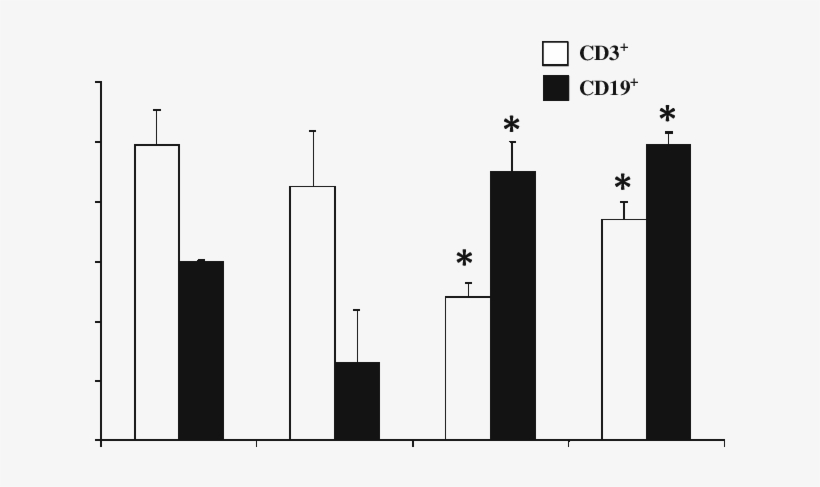 Changes Of Circulating Cd3 And Cd19 (closed Bars) Cell - Stenosis, transparent png download