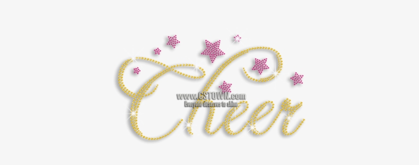 Sparkle Word Of Cheer And Pink Stars Rhinestone Iron - Clothes Iron, transparent png download