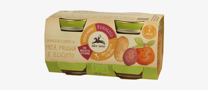 Organic Apple And Plum Baby Food Purée With Biscuit - Alce Nero, transparent png download
