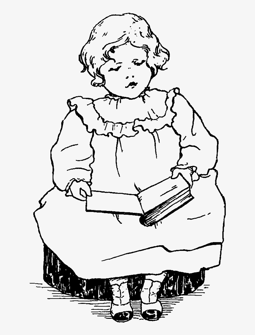Girl Reading Image - Line Art, transparent png download