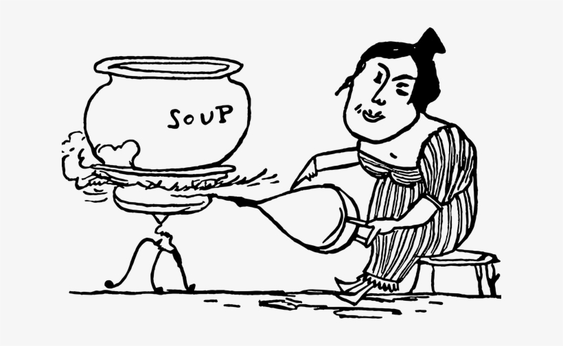 Vintage Drawing Cooking Soup - Woman Cooking Cartoon, transparent png download