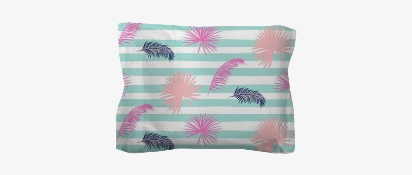 Pink Banana Palm Leaves Seamless Vector Pattern On - Leaf, transparent png download