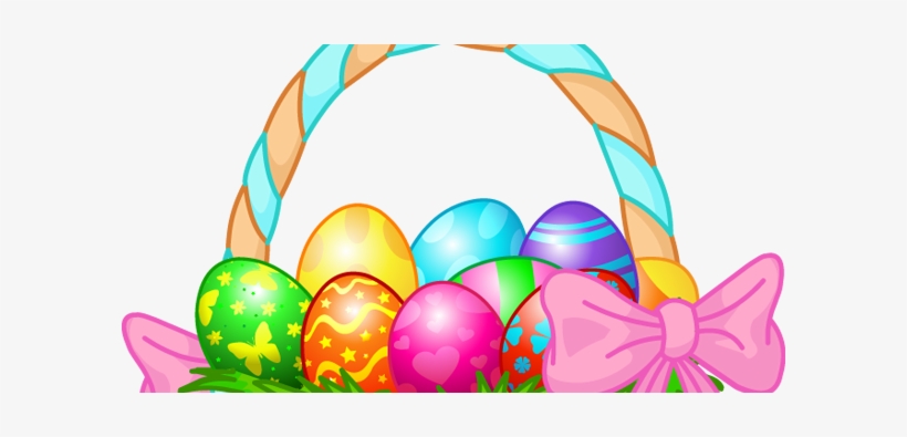 Easter Basket With Eggs Cartoon, transparent png download