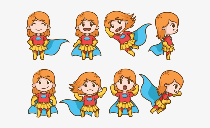 Superwoman Cartoons Vector - Draw Small Superwomen Fighting, transparent png download