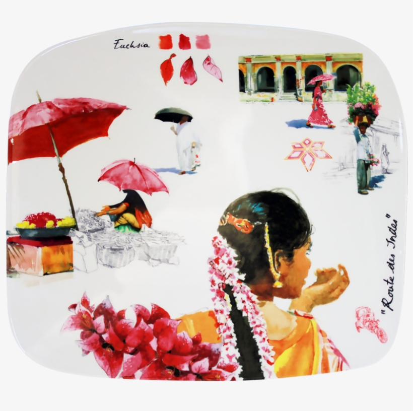 1 Organic Square Plate, Large - Gien Route Des Indes Tea Towel, transparent png download