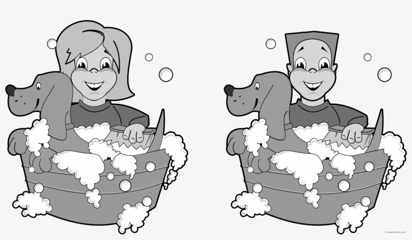 Boy And Dog Clipart - Bañar Al Perro Animado, transparent png download