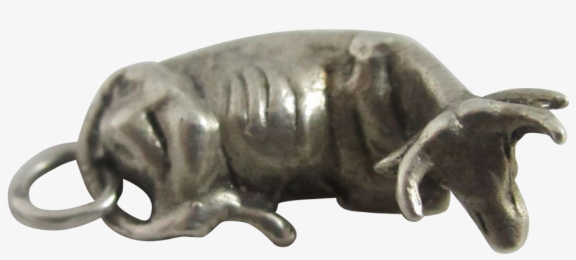 Well Detailed Vintage C1960 Sterling Silver Laying - Sterling Silver Laying Animal Bull Cow English Charm, transparent png download