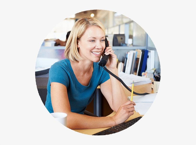 Blonde Woman Busy At Desk - Woman At Desk Png, transparent png download