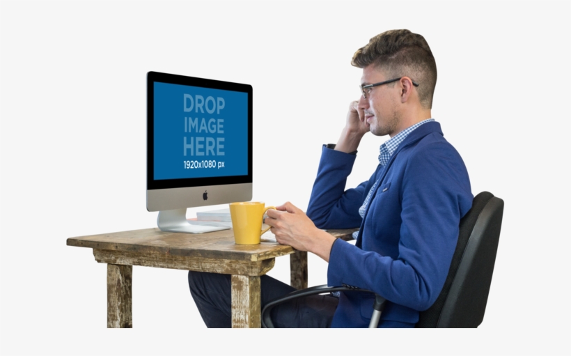 Sitting Person Computer Png, transparent png download