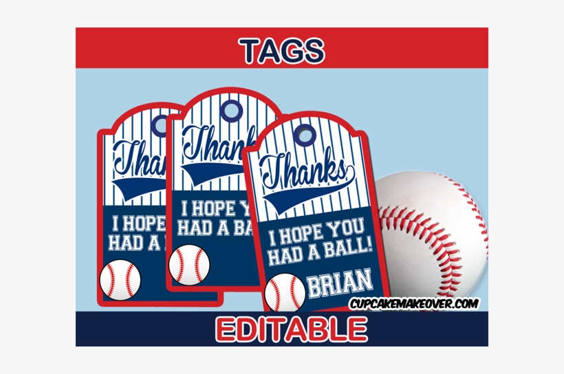 Editable Sports Baseball Favor Tags Labels - Baseball Treat Bag Tags, transparent png download