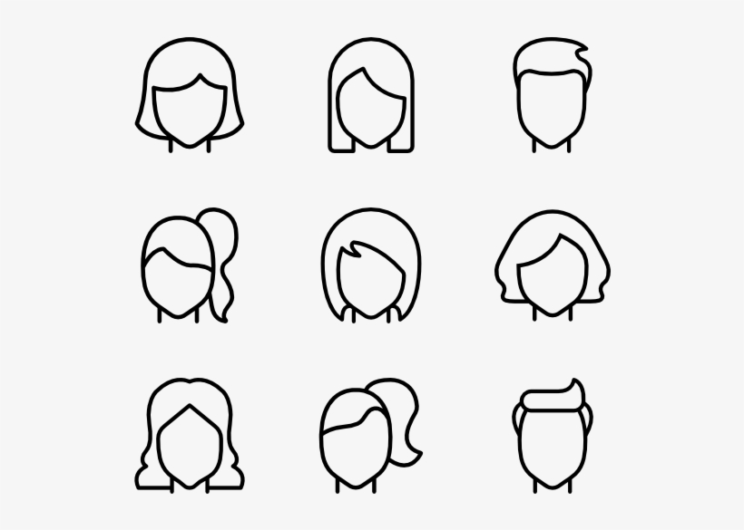 Hairstyles - Line Art, transparent png download