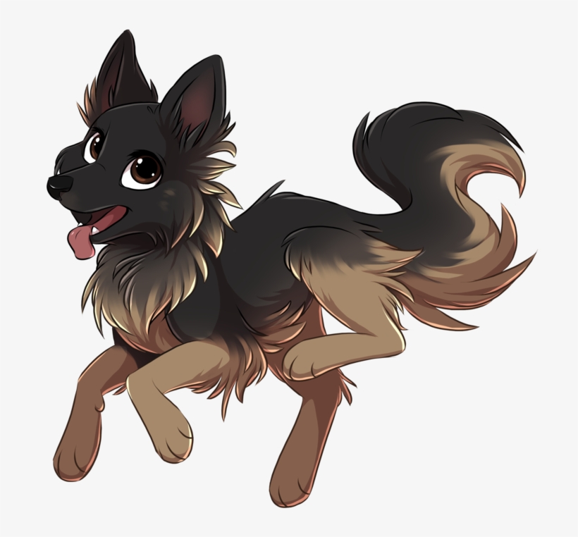 Drawn German Shepherd Kawaii - Transparent German Shepherd Cartoon, transparent png download