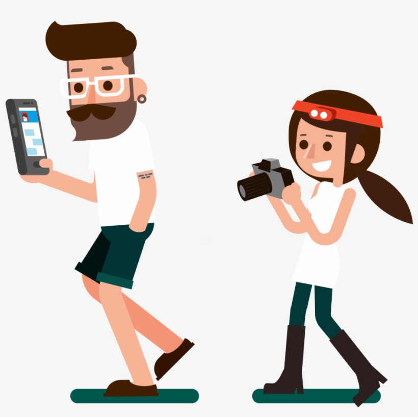 An Illustrated Man On His Phone And His Daughter Behind - The Illustrated Man, transparent png download