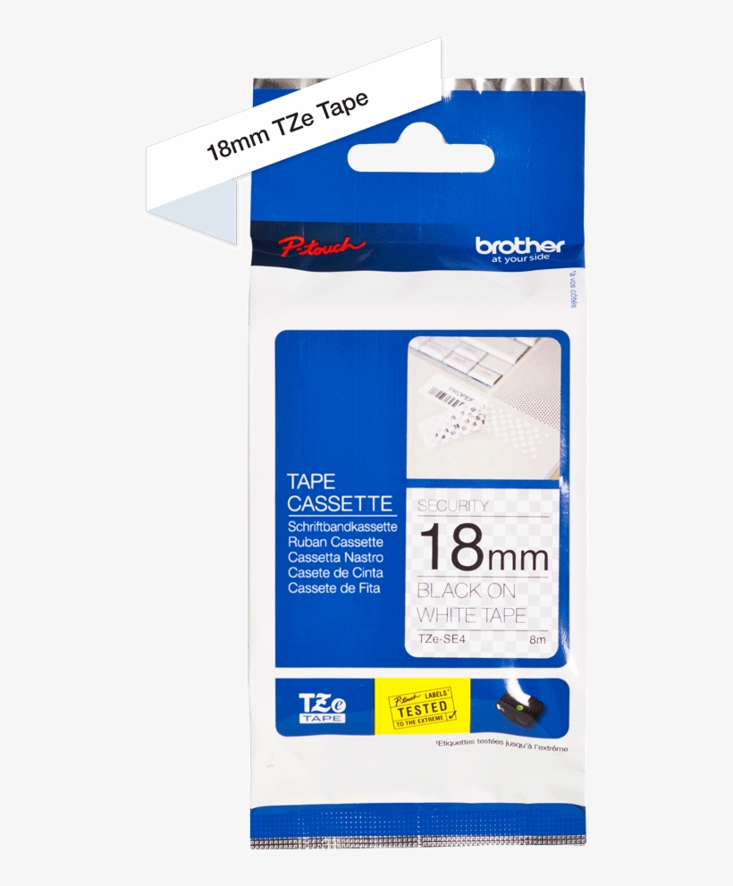 Brother Tz-se4 18mm X 8m Black, transparent png download
