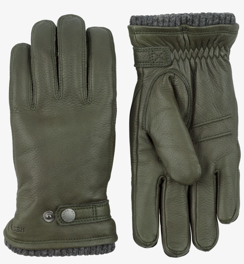 Hestra Utsjö Dark Forest - Dark Green Leather Gloves Men, transparent png download