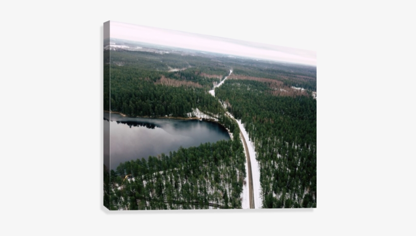 Drone Photography Of A Road Between Woods In Winter - Photography, transparent png download