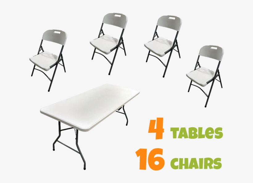 4 Tables And 16 Chairs - Folding Chair, transparent png download