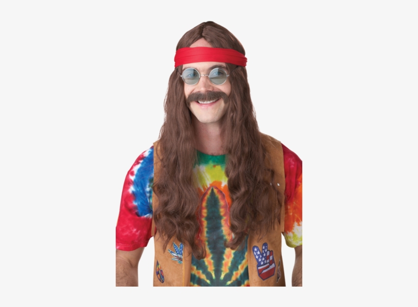Brown Wig And Moustache " Name="og Description - Hippie Man, transparent png download