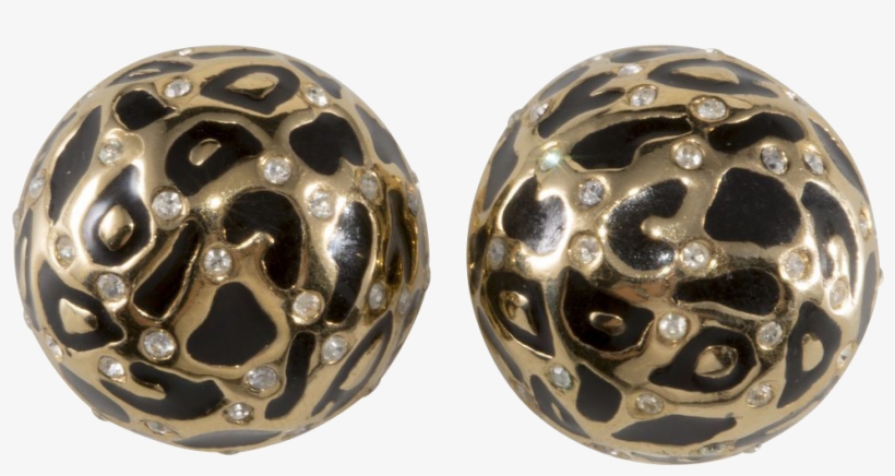Ciner Domed Leopard Print Rhinestone Earrings - Earrings, transparent png download