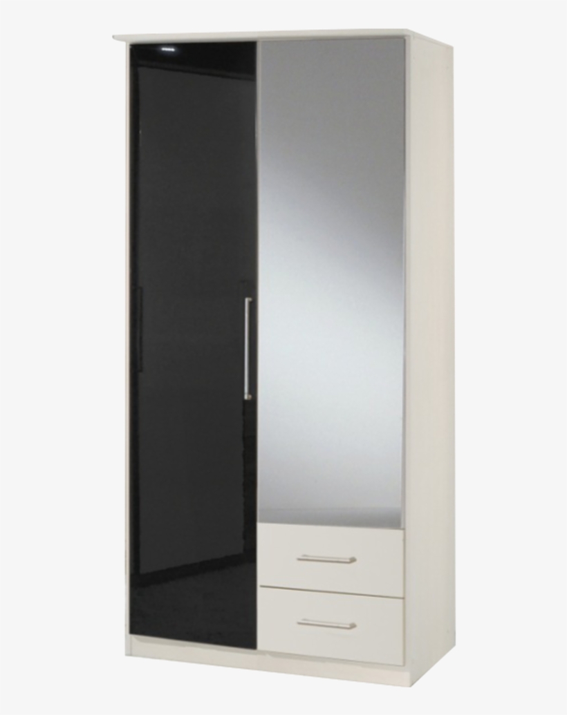 Gamma Black And White Gloss 2 Door 2 Drawer Wardrobe - Gamma Gloss 2 Door Wardrobe Wimex, transparent png download