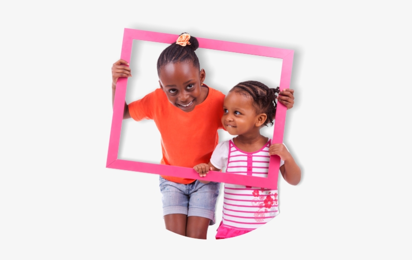 2 Kid Holding Color Pink Square - Picture Frame, transparent png download