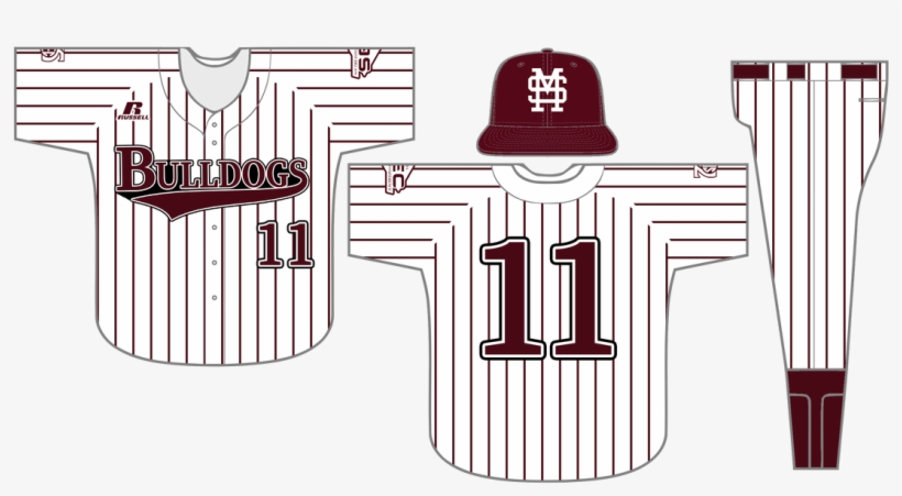 In 2008, The Bulldogs Wore White Pinstripe Uniforms - Pinstripe Baseball Jersey Template, transparent png download