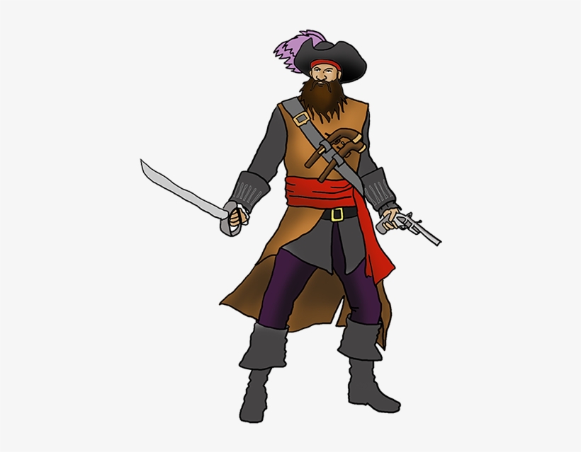 Pirate Clipart Black Beard - Pirate Silhouette Clipart, transparent png download